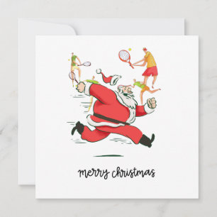 Cartes Pour Fêtes Annuelles Joueur de tennis derrière le Père Noël