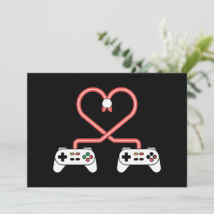 Cartes Pour Fêtes Annuelles Joueur Vidéo Valentines Jour Avec Contrôleurs Coeu