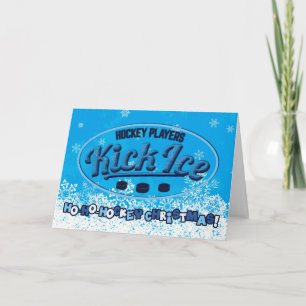 Cartes Pour Fêtes Annuelles Joueurs de hockey Kickice Christmas Card