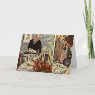 Cartes Pour Fêtes Annuelles Jour d'Action de grâce vintage Dîner turc en famil