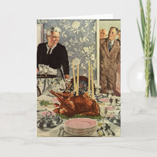 Cartes Pour Fêtes Annuelles Jour d'Action de grâce vintage Dîner turc en famil