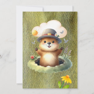 Cartes Pour Fêtes Annuelles Jour de la marmotte aquarelle