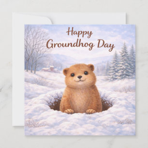 Cartes Pour Fêtes Annuelles Jour de la marmotte le jour d'hiver 