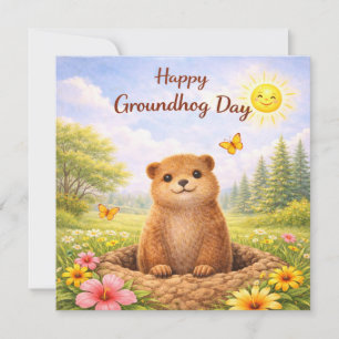 Cartes Pour Fêtes Annuelles Jour de la marmotte par jour ensoleillé