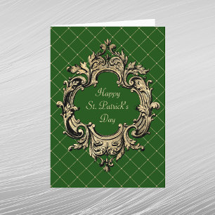Cartes Pour Fêtes Annuelles Jour de la Saint Patrick vintage vert or orné