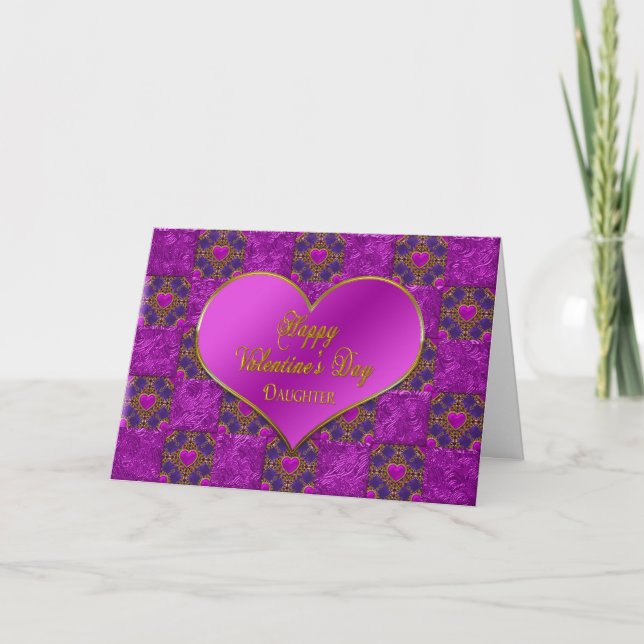 CARTES POUR FÊTES ANNUELLES JOUR DE LA VALENTINE - FILLE - COEURS - FUCHSIE (Devant)