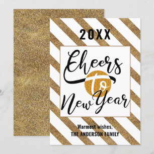 Cartes Pour Fêtes Annuelles Jour de l'an Élégant Script Or Festive