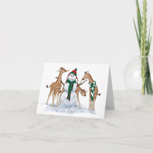 Cartes Pour Fêtes Annuelles Jour de neige de girafe