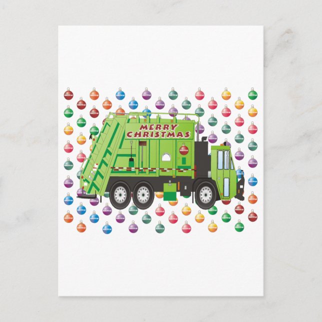 Cartes Pour Fêtes Annuelles Jour de Noël du camion à ordures (Devant)