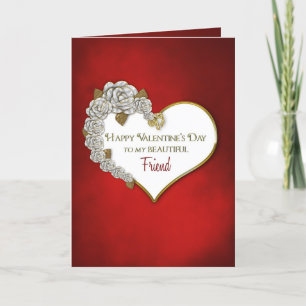 CARTES POUR FÊTES ANNUELLES JOUR DE VALENTINE - AMI-ROUGE/BLANC/COEUR/ROSE
