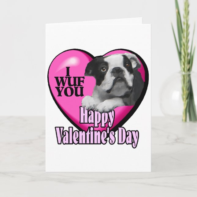 Cartes Pour Fêtes Annuelles Jour de Valentines Boston Terrier (Devant)