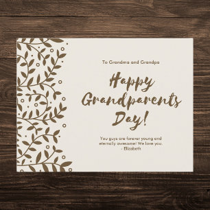 Cartes Pour Fêtes Annuelles Jour des grands-parents floraux Brown