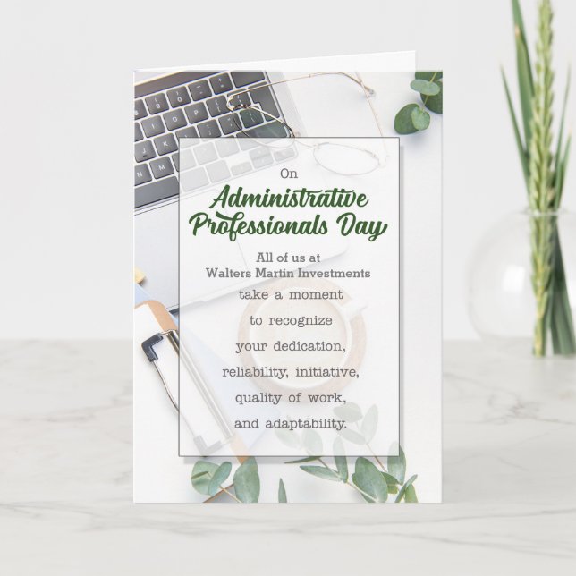 Cartes Pour Fêtes Annuelles Jour des Professionnels de l'Administration de Nom (Devant)