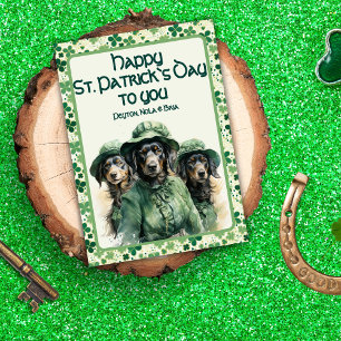 Cartes Pour Fêtes Annuelles Jour des pups irlandais Trio Shamrock joyeux St. P