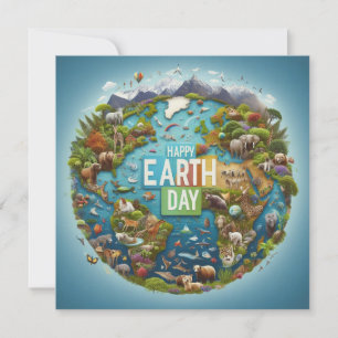 Cartes Pour Fêtes Annuelles Jour des terres heureux - Planète d'eau d'arbre ve