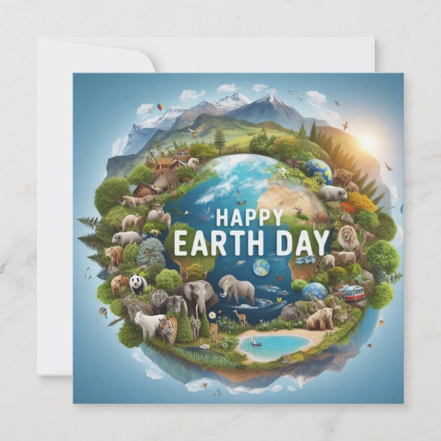 Cartes Pour Fêtes Annuelles Jour des terres heureux - Planète d'eau d'arbre ve (Devant)