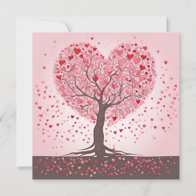 Cartes Pour Fêtes Annuelles Jour des Valentines Coeurs des arbres (Devant)