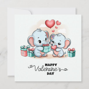 Cartes Pour Fêtes Annuelles Jour des Valentines du Coeur de l'Eléphant Cartoon