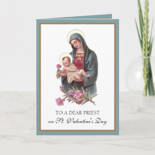 Cartes Pour Fêtes Annuelles Jour des Valentines du prêtre catholique Vierge Ma