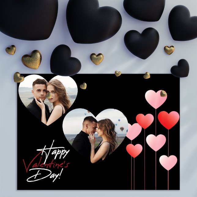 Cartes Pour Fêtes Annuelles Jour des Valentines moderne Couple love Coeur Phot (Valentines Day Couple Photo card)