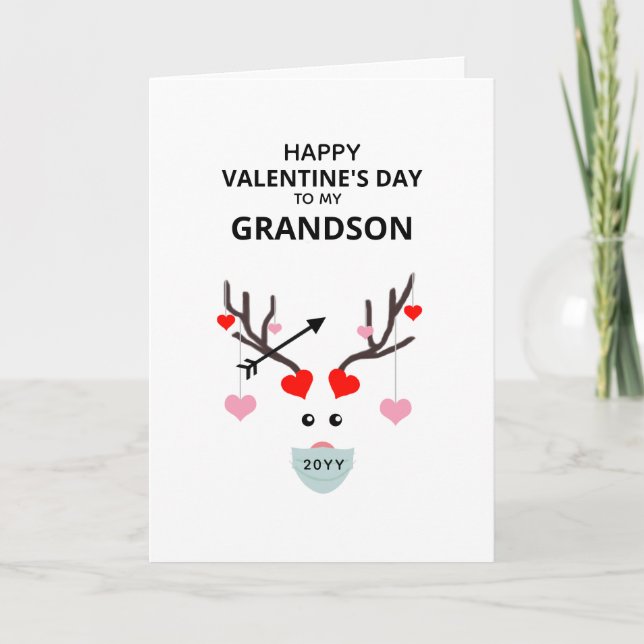 Cartes Pour Fêtes Annuelles Jour des Valentines Petits-fils Coeurs Aimer Cerfs (Devant)