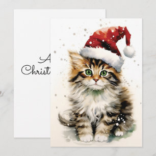 Cartes Pour Fêtes Annuelles Jour d'hiver enneigé Chat Noël