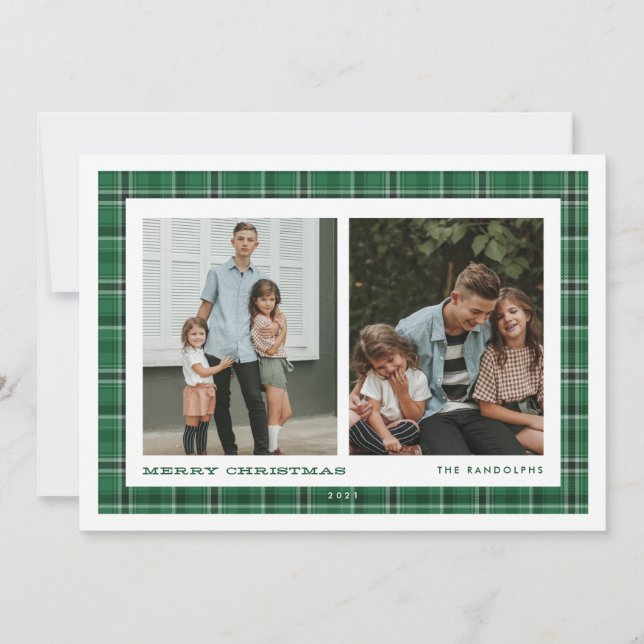Cartes Pour Fêtes Annuelles Jour vert à double photo (Devant)