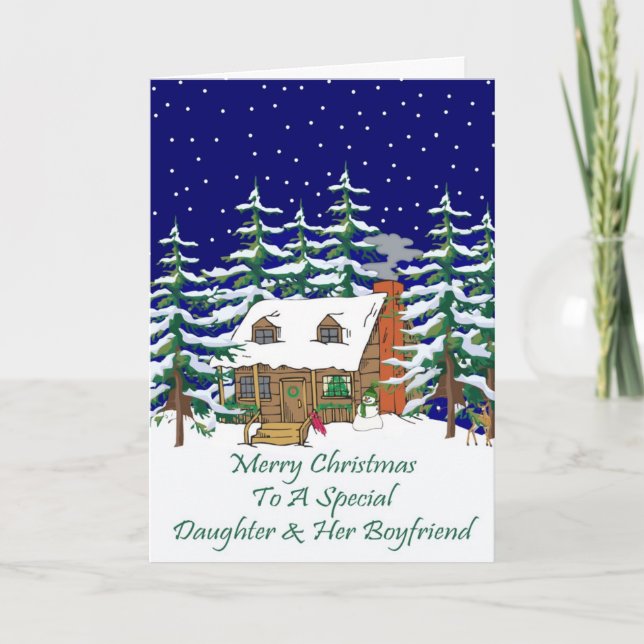 Cartes Pour Fêtes Annuelles Journal Cabine Noël Fille et petit ami (Devant)