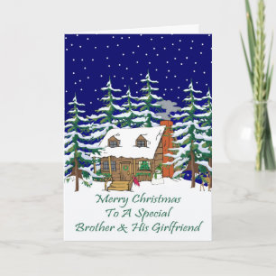 Cartes Pour Fêtes Annuelles Journal Cabine Noël Frère et amie