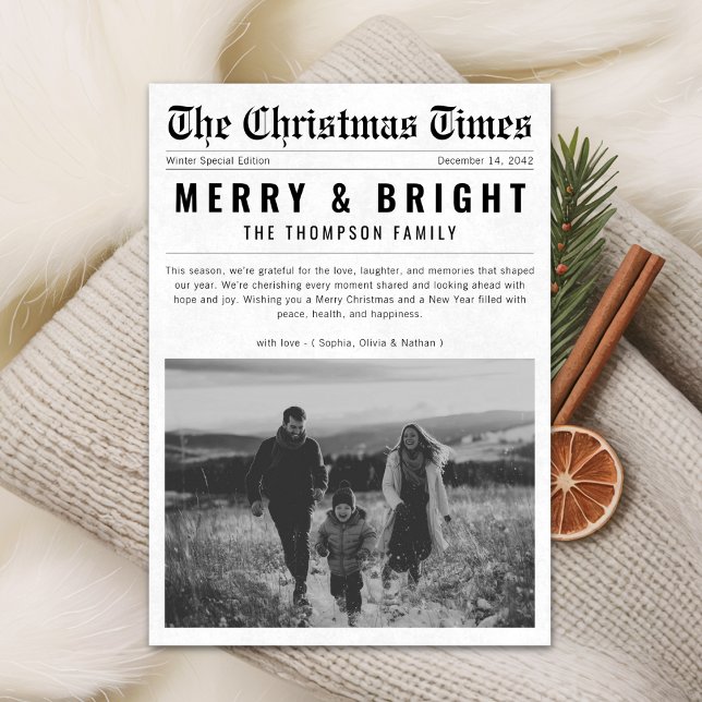 Cartes Pour Fêtes Annuelles Journal Joyeux et brillante famille de Noël Photo (Créateur téléchargé)