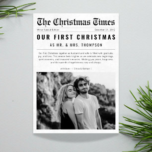 Cartes Pour Fêtes Annuelles Journal Notre premier Noël Marié Nouveau marié