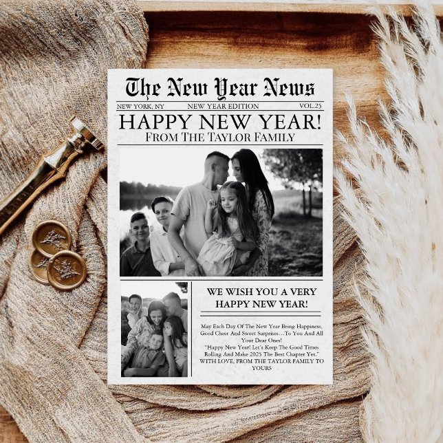 Cartes Pour Fêtes Annuelles Journal Unique Fun Photo2025 Bonne année (Créateur téléchargé)