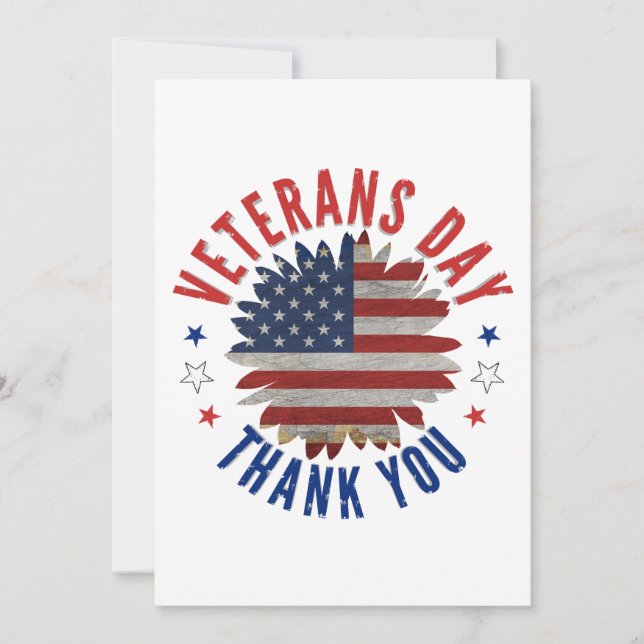 CARTES POUR FÊTES ANNUELLES JOURNÉE DES VÉTÉRANS MERCI  (Devant)