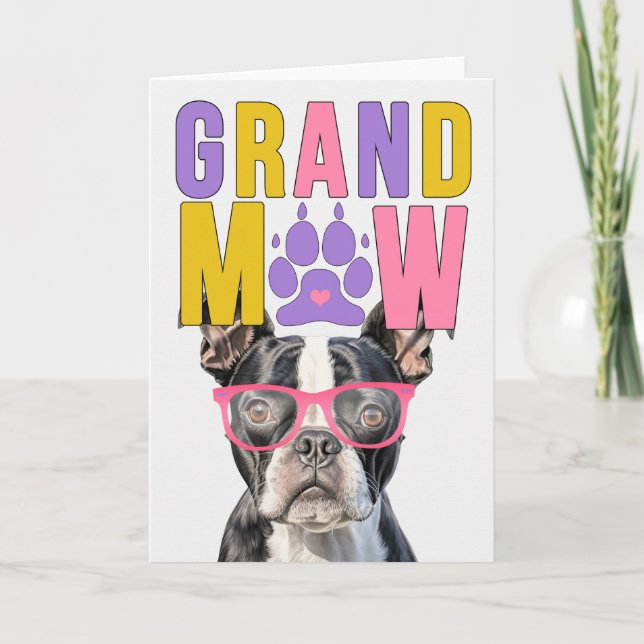 Cartes Pour Fêtes Annuelles Journée Grand-Parents Grand-MAW Boston Terrier Gra (Devant)