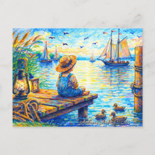 Cartes Pour Fêtes Annuelles Journée paisible au port rêverie
