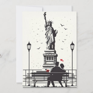 Cartes Pour Fêtes Annuelles Journée romantique à New York :  L'amour à Liberty