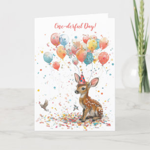 Cartes Pour Fêtes Annuelles Journée unique Animaux de bois 1er Anniversaire Ca