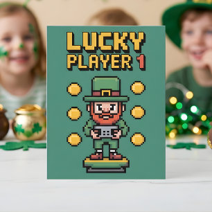 Cartes Pour Fêtes Annuelles Jours de la Saint-Patrick Joueur Gamer Chanceux