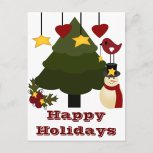 Cartes Pour Fêtes Annuelles Jours fériés de Noël Arbre Snowman Stars Oiseau