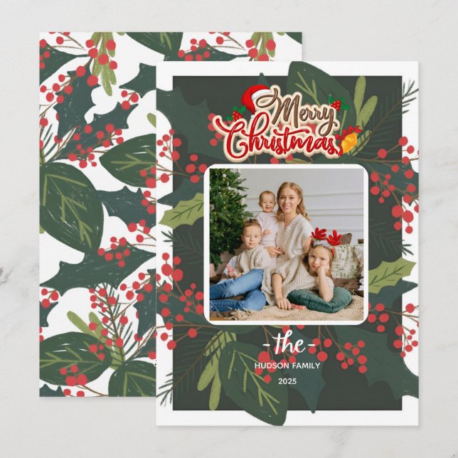 Cartes Pour Fêtes Annuelles Jours francs | Joyeuse photo de Noël (Devant / Derrière)