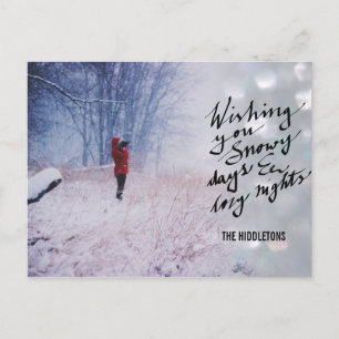 Cartes Pour Fêtes Annuelles Jours neigeux Soirées douillettes Script Bokeh Hol