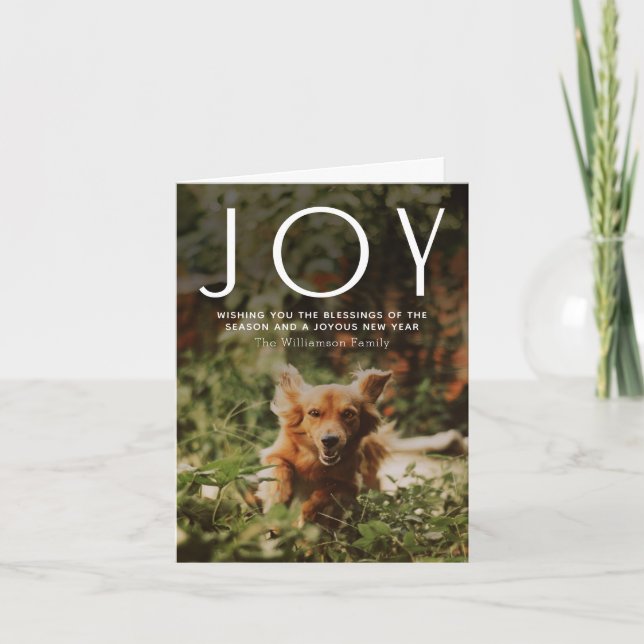 Cartes Pour Fêtes Annuelles JOY 2 Typographie photo Noël (Devant)