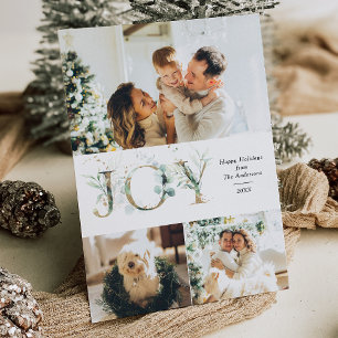 Cartes Pour Fêtes Annuelles JOY 3 Photo Gold Green
