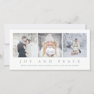 Cartes Pour Fêtes Annuelles Joy and Peace   Modern Christmas Three Photos