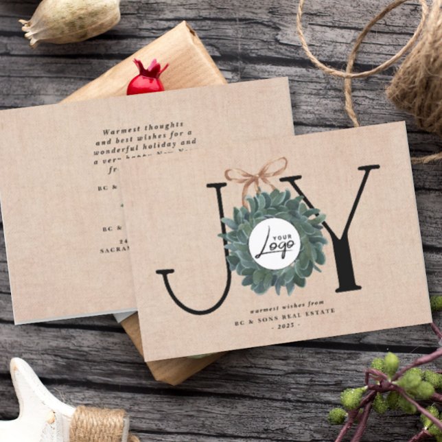 Cartes Pour Fêtes Annuelles Joy Business Noël | Logo d'entreprise  (Créateur téléchargé)