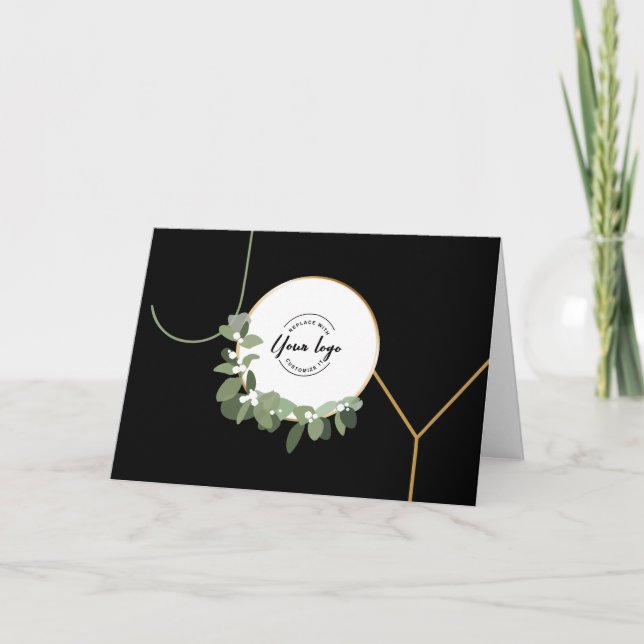 Cartes Pour Fêtes Annuelles Joy Business Wreath Logo Joyeuses Fêtes (Devant)