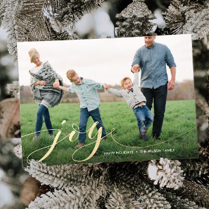 Cartes Pour Fêtes Annuelles Joy Calligraphy Faux Foil Photo