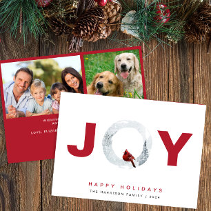 Cartes Pour Fêtes Annuelles Joy Cardinal Aquarelle Photo Noël