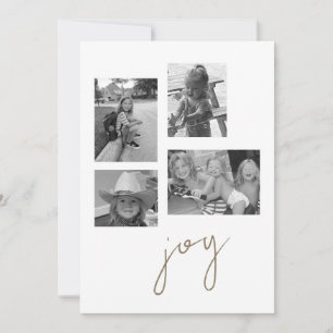 Cartes Pour Fêtes Annuelles Joy Collage B/W Photo Flat Holiday Card
