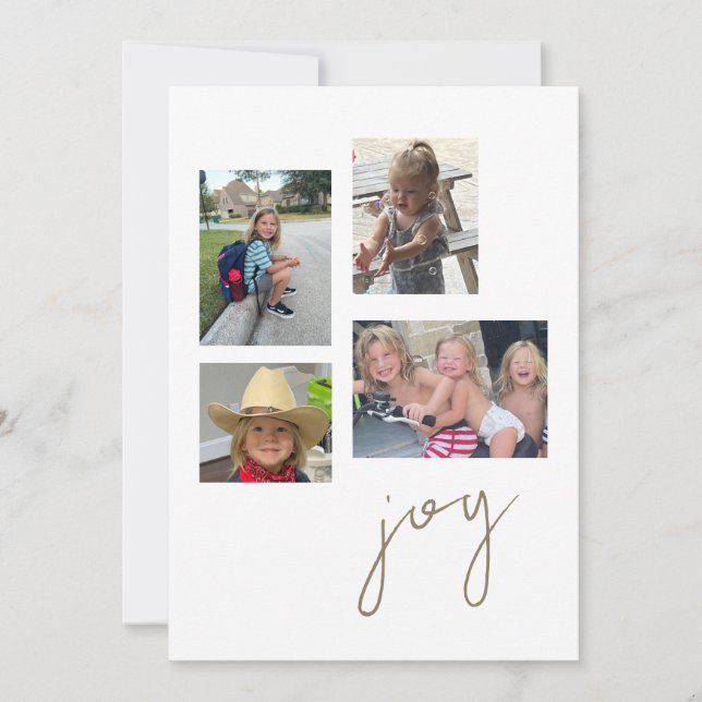 Cartes Pour Fêtes Annuelles Joy Collage Photo Flat Holiday Card (Devant)